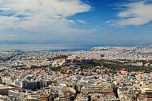 雅典,天际线,山