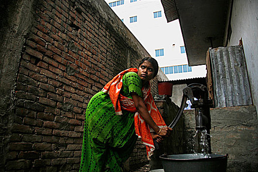 水,普通,问题,达卡,贫民窟,区域,人,另类,供给,孟加拉,四月,2007年