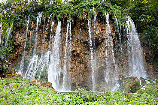 瀑布,十六湖国家公园,克罗地亚,欧洲