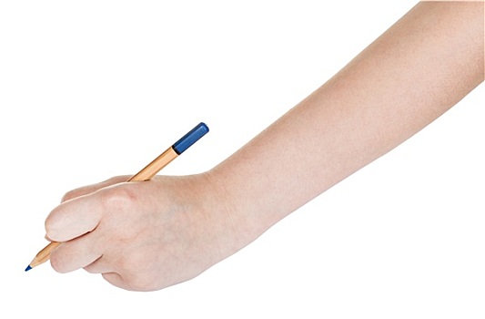 手,木头,蓝色,铅笔