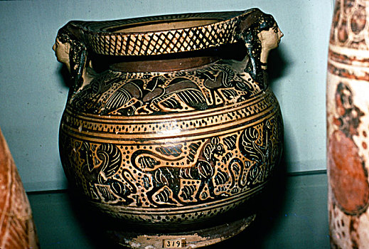 花瓶,狮身人面像,狮子,6世纪,世纪