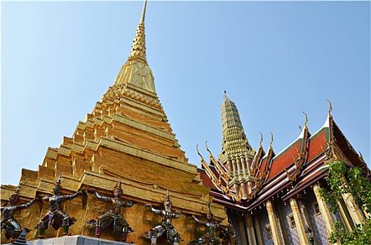 金色,塔,大皇宫,曼谷