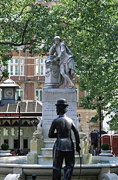 英格兰,伦敦,莱斯特广场,查理-卓别林,雕塑