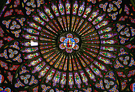 法国,香槟阿登大区,特鲁瓦,大教堂,彩色玻璃窗,特写
