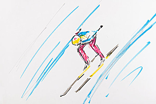 绘画,滑雪,跳跃,艺术家