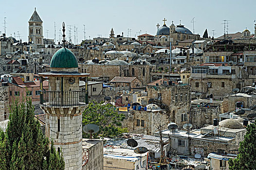 远眺,老城,耶路撒冷,以色列,中东