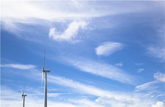 风车,能源,发电机,夏天,云