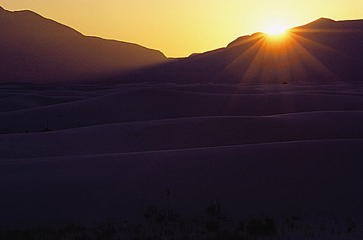 日落,白沙,新墨西哥,美国