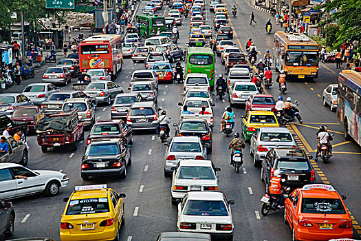 交通拥挤,街道,曼谷,泰国