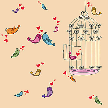 情人节,自由,鸟,爱情,背景