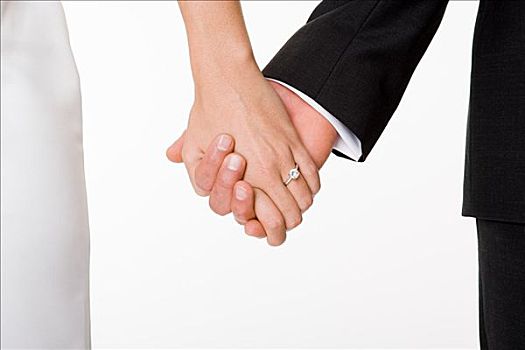 新婚夫妇,握手