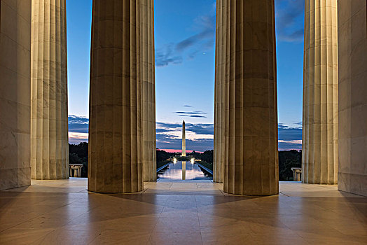 华盛顿纪念碑,反射,水池,黎明,室内,林肯纪念堂,国家广场,华盛顿特区