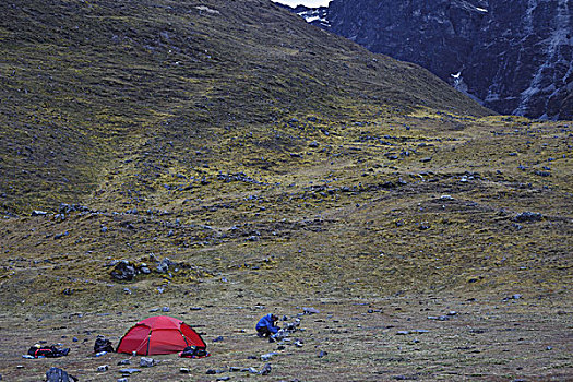玻利维亚,山脉,帐蓬,远足