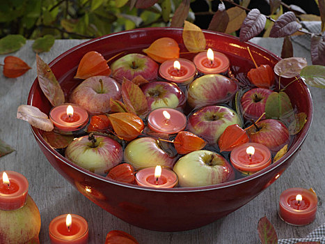 红色,游泳,碗,苹果,蜡烛