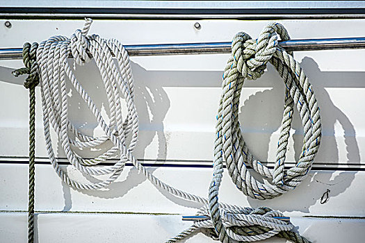 绳索,系缆柱,特写,游艇