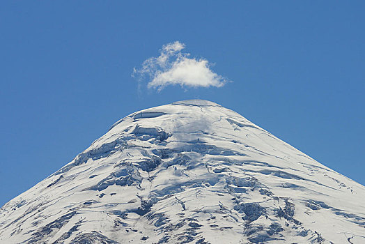 火山,云,上方,顶峰,冰雪,区域,拉各斯,智利,南美