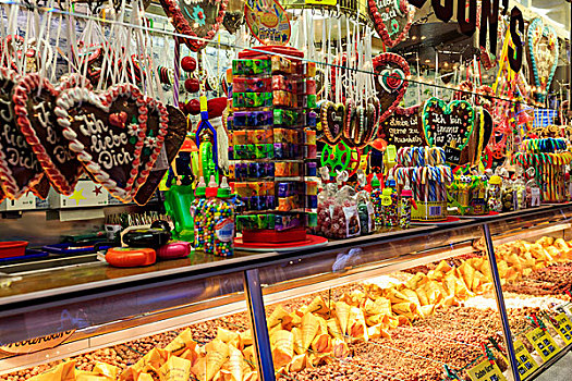 甜食,糖果,装饰,站立,圣诞市场,石勒苏益格,黑白花牛,德国,欧洲
