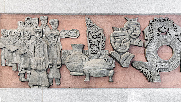 汉代文化浮雕墙,中国江苏省徐州汉兵马俑博物馆