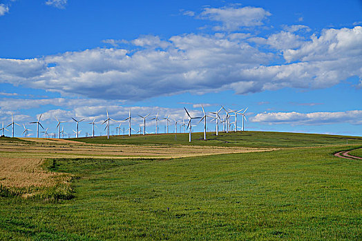 草原,风力发电