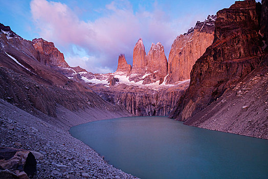 山丘,高山湖,黎明,托雷德裴恩国家公园,智利,南美