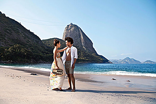 海滩,夫妻,无线电,里约热内卢,巴西