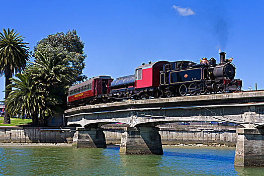 历史,蒸汽机车,桥,河,北岛,新西兰