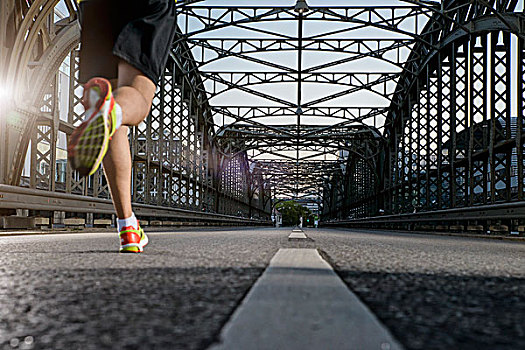 男人,慢跑,桥,慕尼黑,巴伐利亚,德国