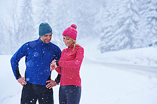 女性,男性,跑步,检查,大雪,瑞士