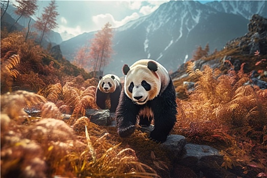 四川眉山大自然美景动物国宝哺乳动物大熊猫