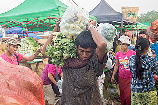 亚洲,缅甸,仰光,市场,食物