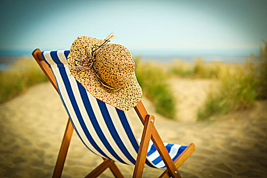 遮阳帽,椅子,海滩