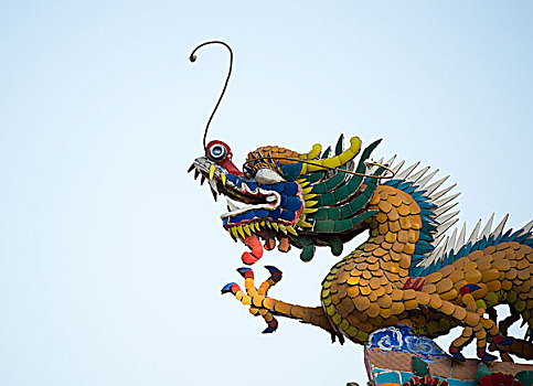 中式,龙,雕塑,中国寺庙