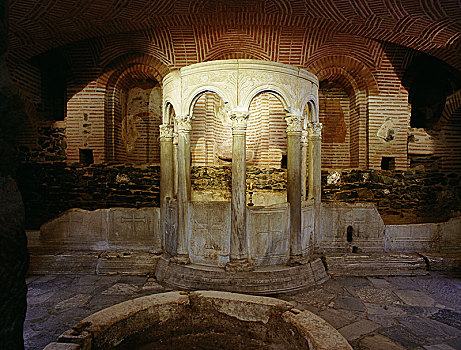 教堂,塞萨洛尼基,残留,早,基督教堂,5世纪,场所,罗马浴室