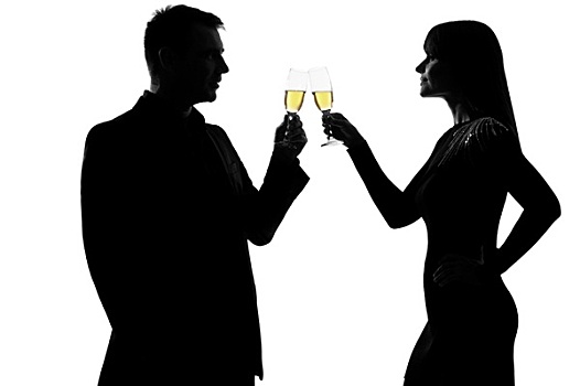 一个,情侣,男人,女人,喝,香槟,聚会,祝酒