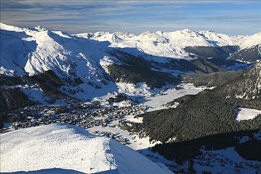 风景,达沃斯,湖,山谷,山,格劳宾登州,瑞士