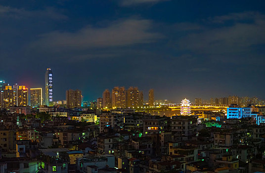 广东省惠州市区夜景风光全景图