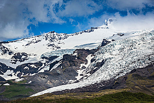风景,山坡,冰河,冰岛