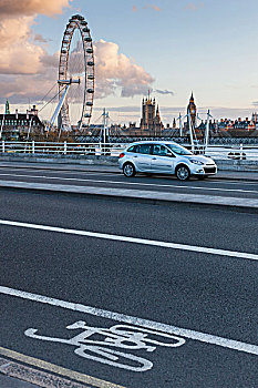 滑铁卢桥,伦敦眼,房子,背景,伦敦,英国