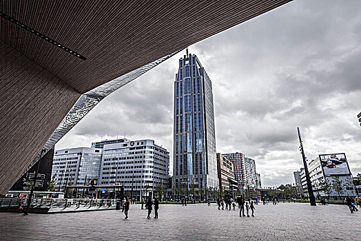 火车站,屋顶,高层建筑,鹿特丹
