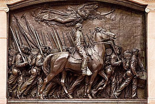 纪念,雕塑,缅怀,著名,军团,马萨诸塞,南北战争,波士顿,美国