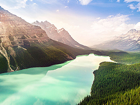 青绿色,佩多湖,班芙国家公园,落基山脉,山,艾伯塔省,加拿大,北美