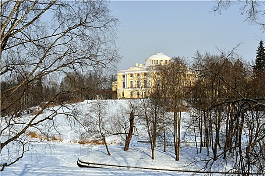 冬季风景,花园,宫殿
