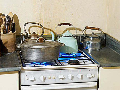 烹调,餐具,壶,燃气灶