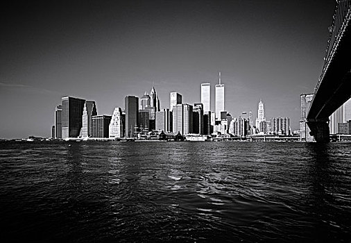 911事件,下曼哈顿,天际线,布鲁克林大桥,东河,纽约,美国