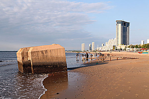 秦皇岛,海边,西浴场,大楼,沙滩,海水,碉堡,遗存,历史,战争