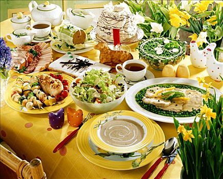 复活节餐桌,香甜可口,餐具,波兰