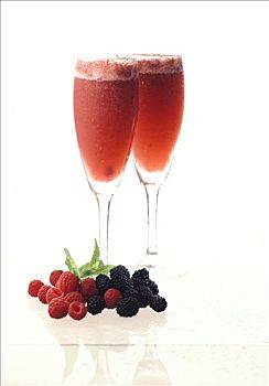 香槟鸡尾酒,树莓