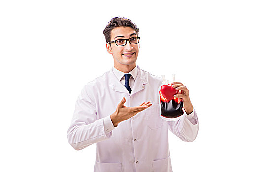 博士,献血,概念,隔绝,白色背景