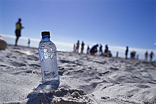 特写,水瓶,海滩