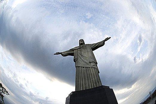 仰视,雕塑,耶稣,救世主,山,科科瓦多,里约热内卢,巴西